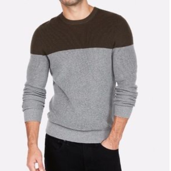 Express Men’s Two Tone Ribbed Sweater in Gray - Picture 7 of 7